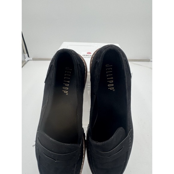 Jellypop Paris Women's Sz 11m Chunky Black Suede Platform Loafers Lug Sole - Picture 5 of 7